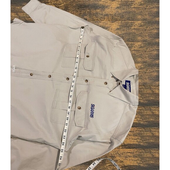 VINTAGE SIGARMS BEIGE LONG SLEEVE BUTTON SHIRT MENS LG LARGE - Picture 10 of 16